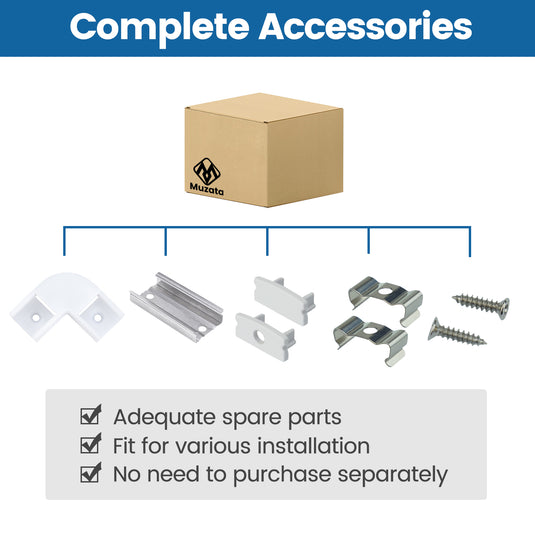 Muzata LED Channel Corner Connector Kit L-Shape for U1SW, U1SW Series LED Aluminum Channel System LC23