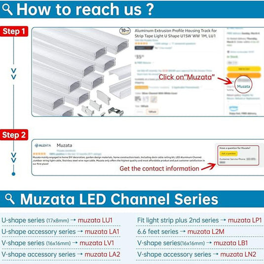 Muzata Led Channel 90 Degree Corner Connectors L-Shape Adaptor for U1SW U-Shape Aluminum Channel, 90 Degree LCC1 WW C1, LA1 LC1