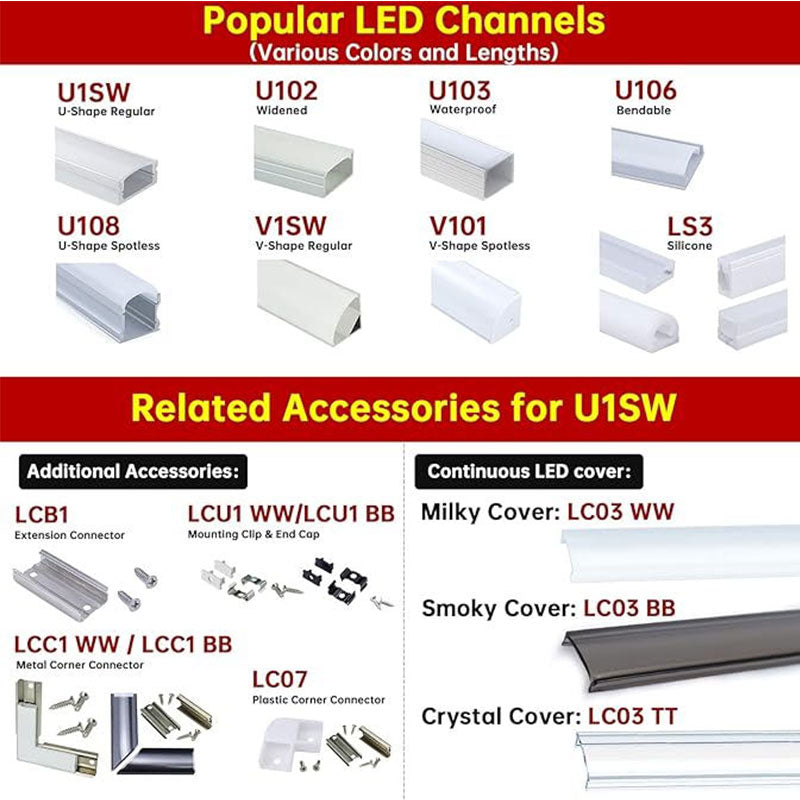Load image into Gallery viewer, Muzata Led Channel 90 Degree Corner Connectors L-Shape Adaptor for U1SW U-Shape Aluminum Channel, 90 Degree LCC1 WW C1, LA1 LC1
