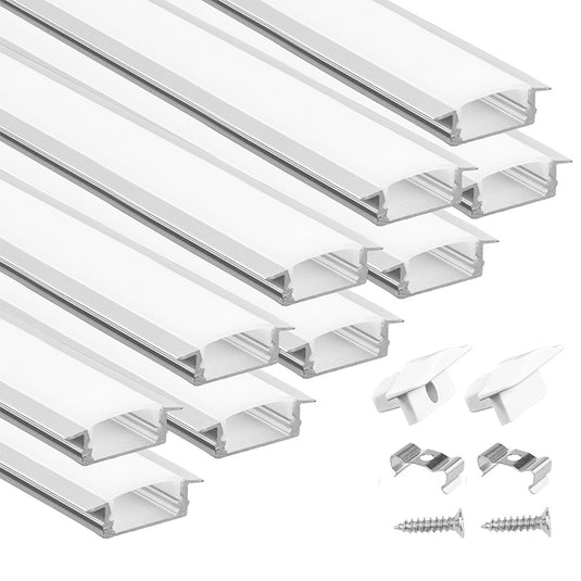 Muzata Recessed LED Lighting Aluminum Channel with Milky White Cover U127