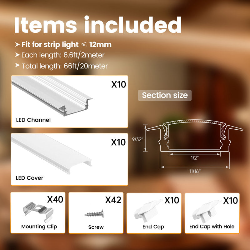 Load image into Gallery viewer, Muzata Recessed LED Lighting Aluminum Channel with Milky White Cover U127
