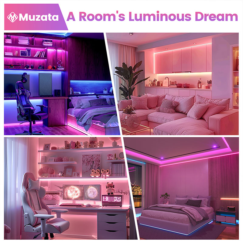 Load image into Gallery viewer, Muzata 10Pack 3.3FT/1Meter Spotless Neon Effect Pink LED Channel System with Thicker Cover Diffuser U108 PP
