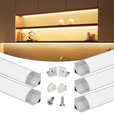 Muzata 3.3FT/1Meter V-Shaped LED Aluminum Channel with Milky White Cover Lens for Light Strip V1SW WW