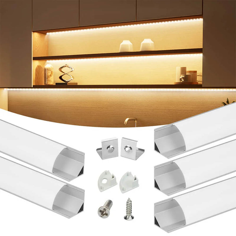 Load image into Gallery viewer, Muzata 3.3FT/1Meter V-Shaped LED Aluminum Channel with Milky White Cover Lens for Light Strip V1SW WW
