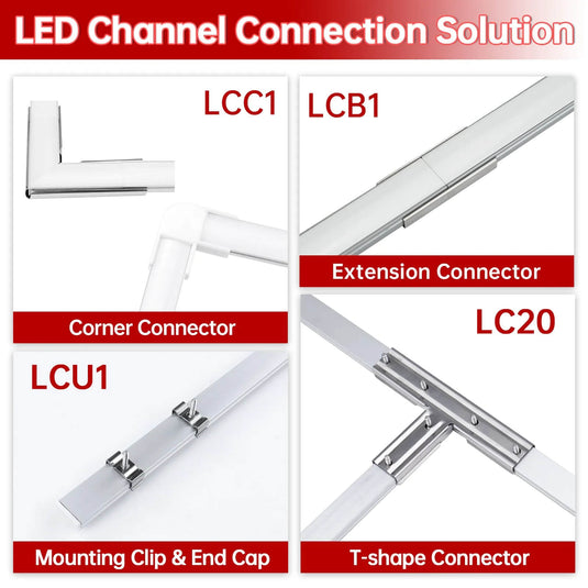 Muzata Extension Connectors for U1SW U101 U107 U108 U-Shape Aluminum LED Channel LCB1