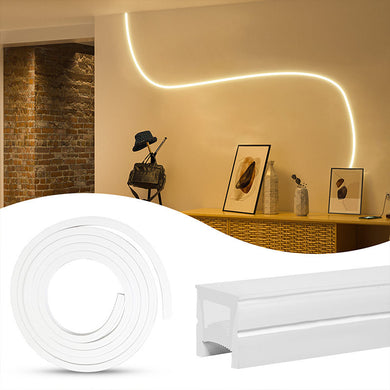 Muzata 16.5FT/5Meter Plus-size Recessed Silicone LED Channel System, Spotless Flexible Tube with Milky White Cover, Wider Track (LED Strip Lights No Need to Pass Through LED Channel) USC7