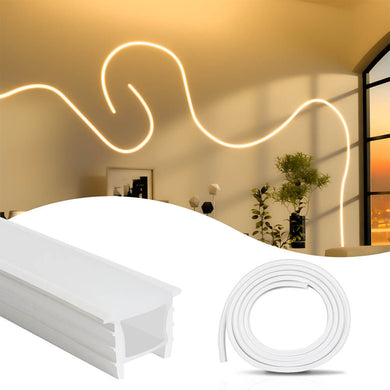 Muzata 16.5ft/5M Plus-size Spotless Silicone LED Channel System 20x20mm with Flange Recessed Flexible Tube with Milky White Cover (LED Strip Lights No Need to Pass Through LED Channel) USC6 WW