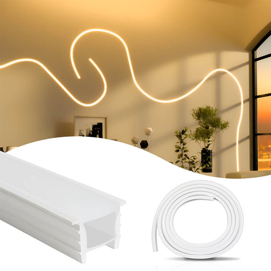 Muzata 16.5ft/5M Plus-size Spotless Silicone LED Channel System 20x20mm with Flange Recessed Flexible Tube with Milky White Cover (LED Strip Lights No Need to Pass Through LED Channel) USC6 WW