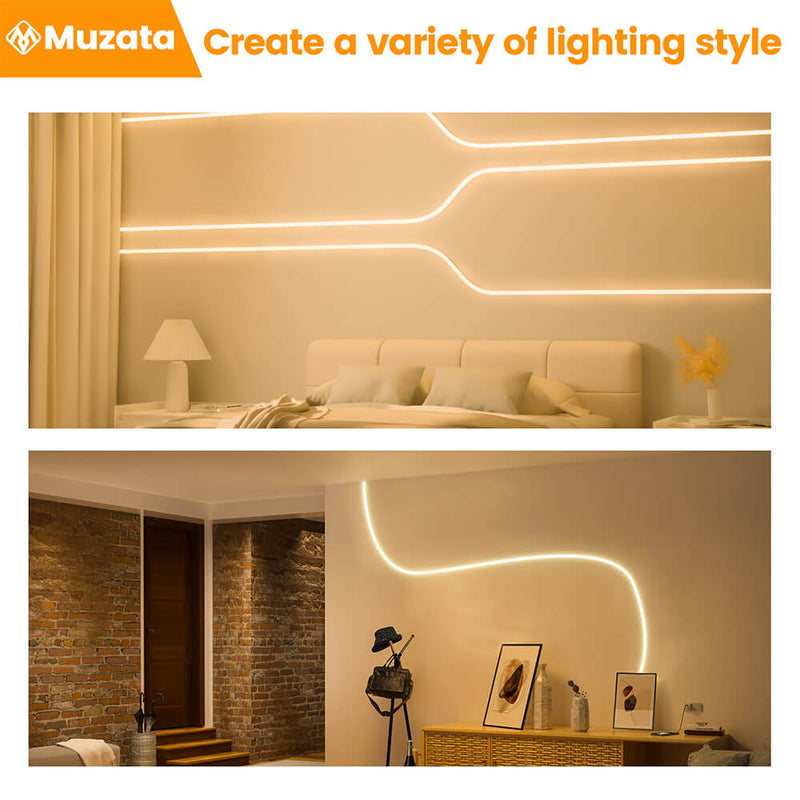 Load image into Gallery viewer, Muzata 16.5ft/5M Plus-size Spotless Silicone LED Channel System 20x20mm with Flange Recessed Flexible Tube with Milky White Cover (LED Strip Lights No Need to Pass Through LED Channel) USC6 WW
