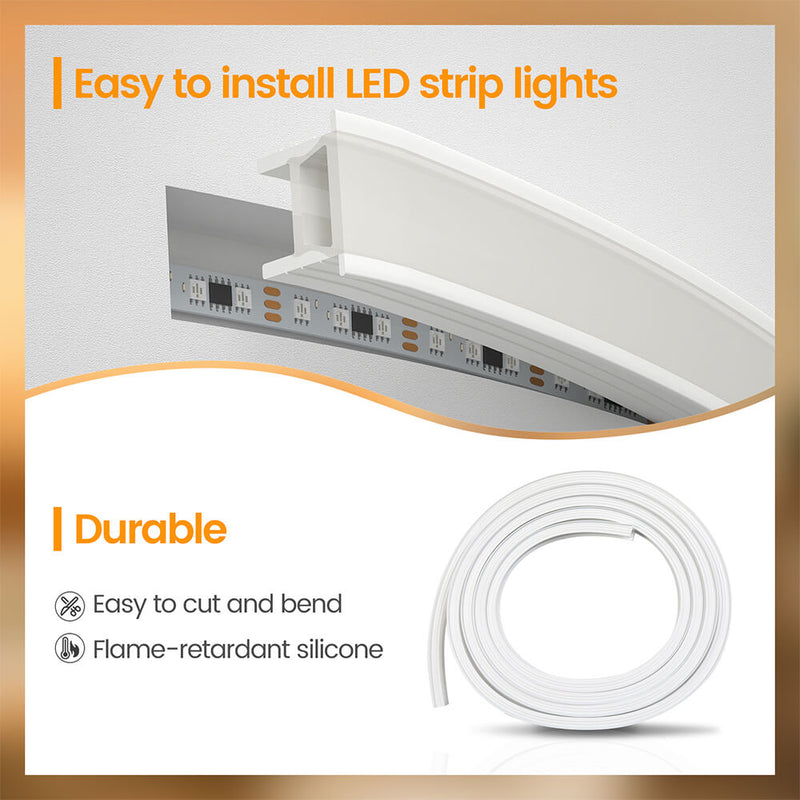 Load image into Gallery viewer, Muzata 16.5ft/5M Plus-size Spotless Silicone LED Channel System 20x20mm with Flange Recessed Flexible Tube with Milky White Cover (LED Strip Lights No Need to Pass Through LED Channel) USC6 WW
