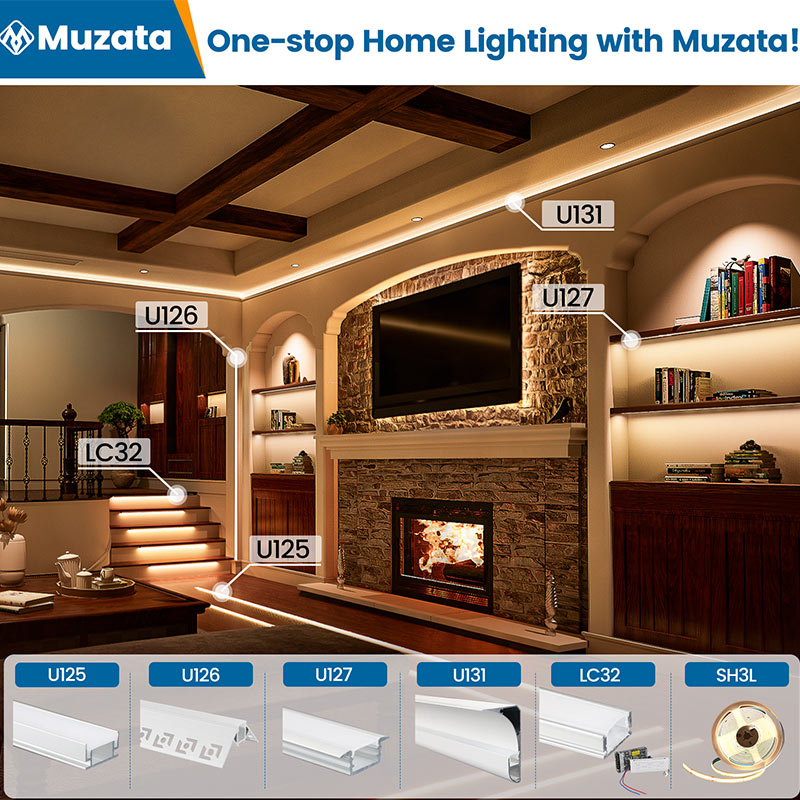 Load image into Gallery viewer, Muzata 5Pack 3.3FT/1Meter Silver Aluminum Drywall LED Strip Channel for Plasterboards Wall Lighting Decor U126
