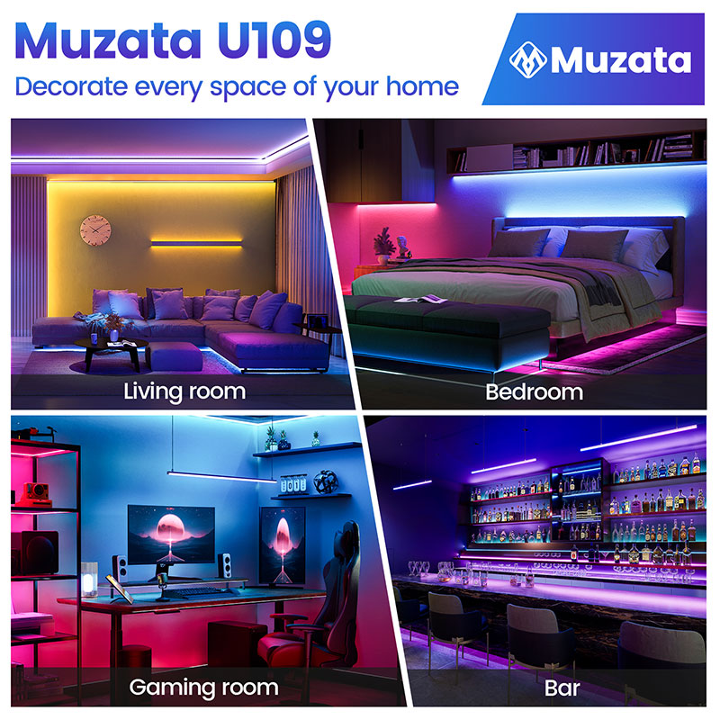 Load image into Gallery viewer, Muzata 3.3ft/1Meter Spotless LED U-Channel Aluminum System with White Thin Curved Cover Diffuser Fit Under Cabinet U109
