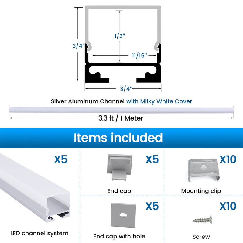 Load image into Gallery viewer, Muzata 3.3FT/1M LED Strip Channel with Hanging Wire, Spotless Frosted Diffuser Cover U116 WW
