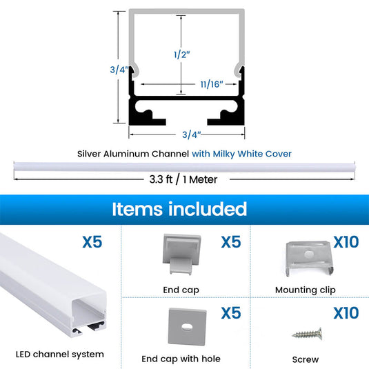 Muzata 3.3FT/1M LED Strip Channel with Hanging Wire, Spotless Frosted Diffuser Cover U116 WW