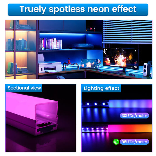 Muzata 3.3FT/1M LED Strip Channel with Hanging Wire, Spotless Frosted Diffuser Cover U116 WW