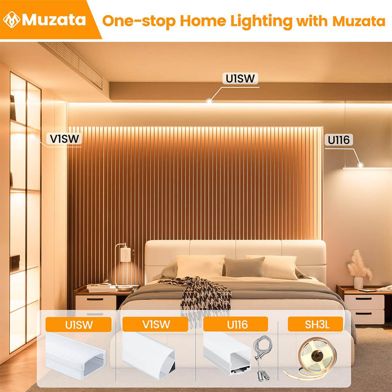 Load image into Gallery viewer, Muzata 6.6FT/2M Silver LED Aluminum Channel System with Milky White Cover U1SW WW
