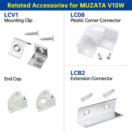 Muzata 3.3Ft/1Meter V-Shaped White LED Channel System with Milky White Cover Lens V1SW HW