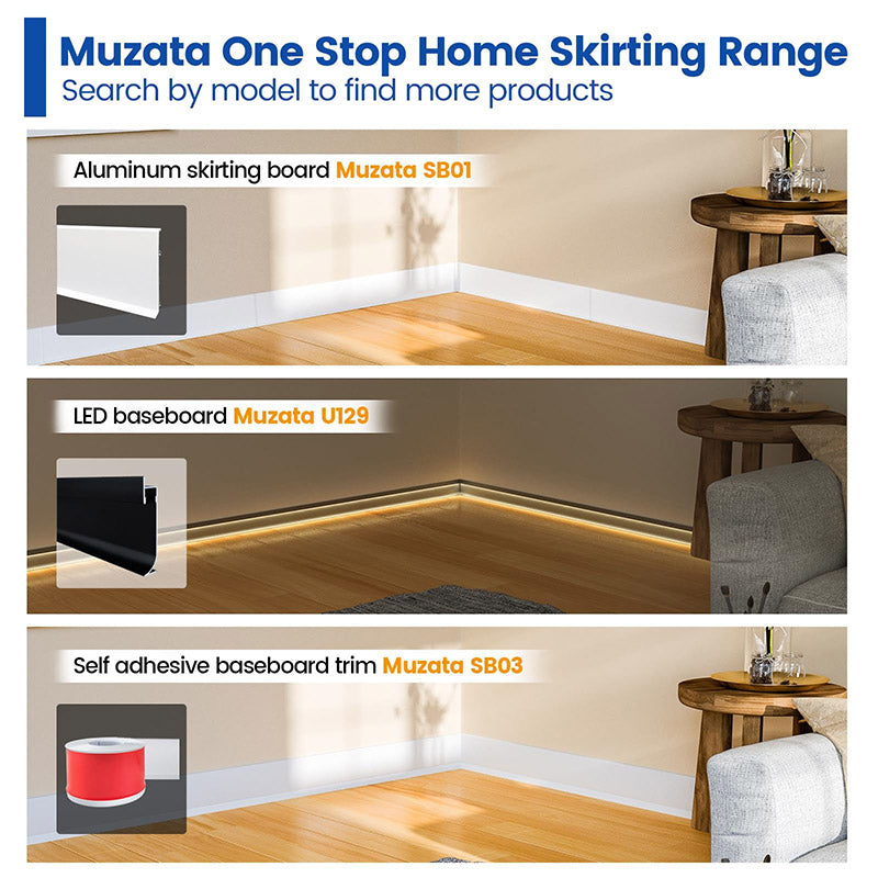 Load image into Gallery viewer, Muzata 4 Inch Flexible Rubber White Self-Adhesive Vinyl Wall Baseboard Molding Trim SB03
