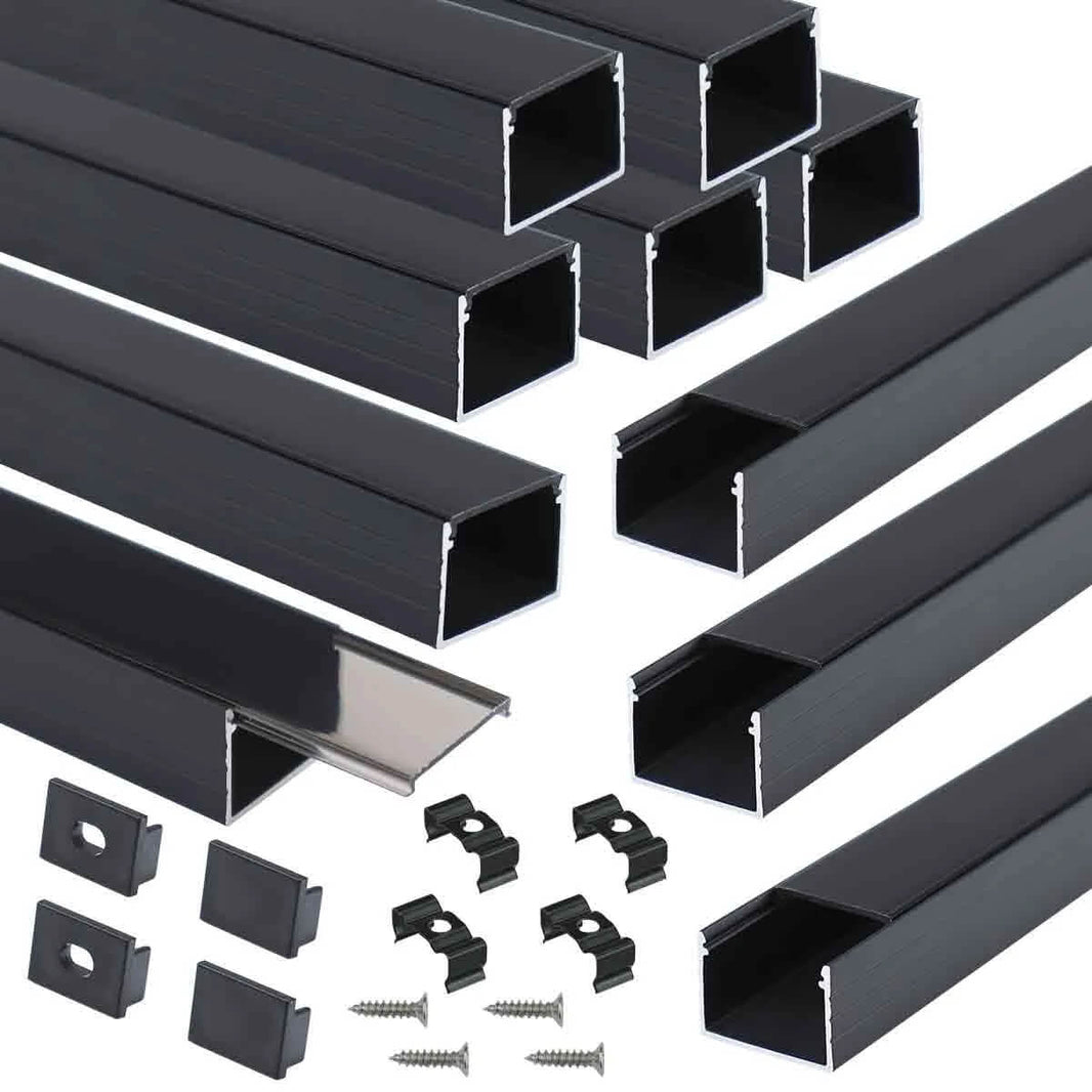 Black LED Aluminum Channel with Smoky Black LED Strip Cover 18x13mm ...