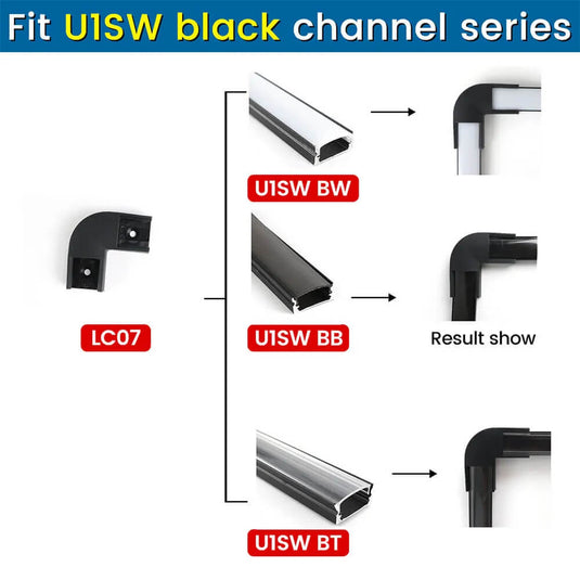 Muzata 8 Pack LED Channel Corner Connector Kit L-Shape for U1SW LC07