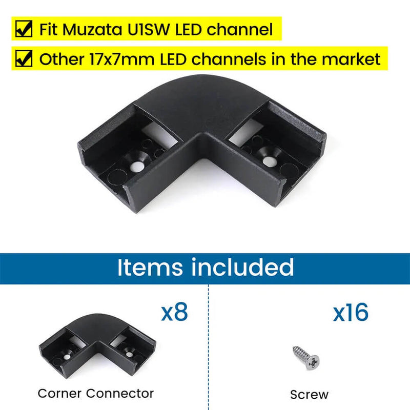 Load image into Gallery viewer, Muzata 8 Pack LED Channel Corner Connector Kit L-Shape for U1SW LC07
