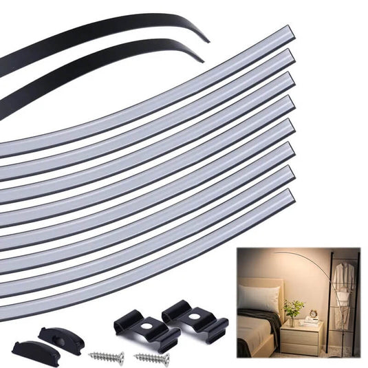 Muzata 3.3FT/1M Flexible Black LED Channel with Milky White LED  Diffuser Cover Bendable Aluminum Track U106 BW