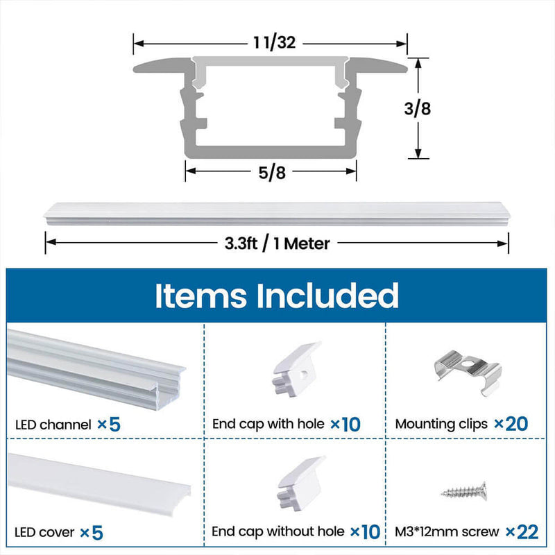 Load image into Gallery viewer, Muzata Recessed LED Lighting Aluminum Channel with Milky White Cover U127
