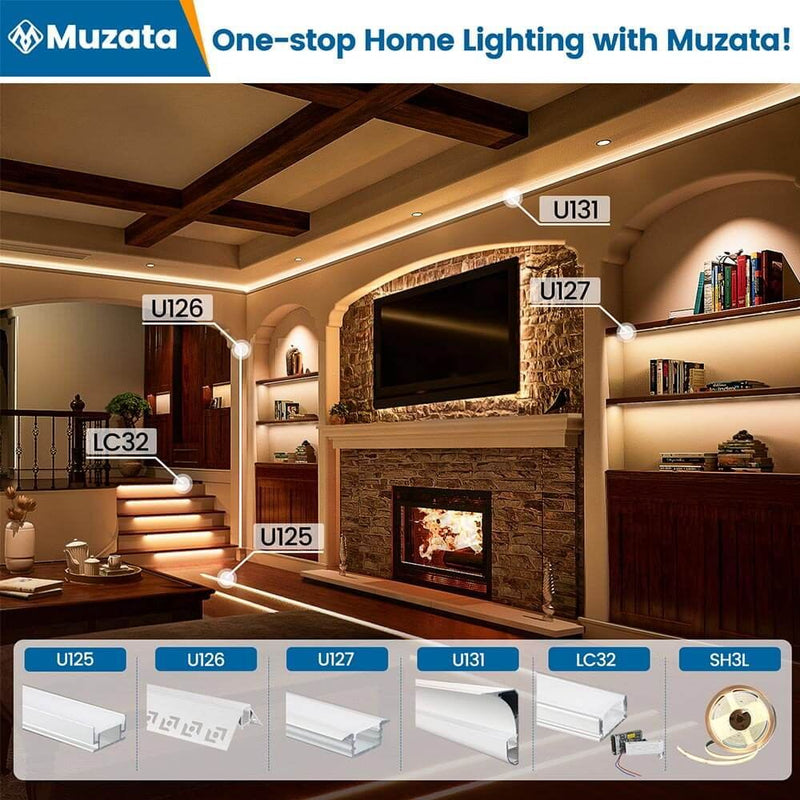 Load image into Gallery viewer, Muzata 5Pack 3.3Ft/1Meter Silver Ground Recessed Lighting LED Channel U Shape Aluminum Waterproof with Diffuser U125
