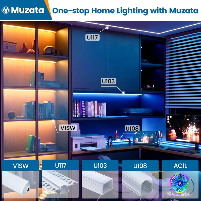 Load image into Gallery viewer, Muzata 3.3FT/1M Plus-Size LED Channel System for Waterproof Silver LED Strip Channel 18x13mm Spotless Milky White Cover U103 WW
