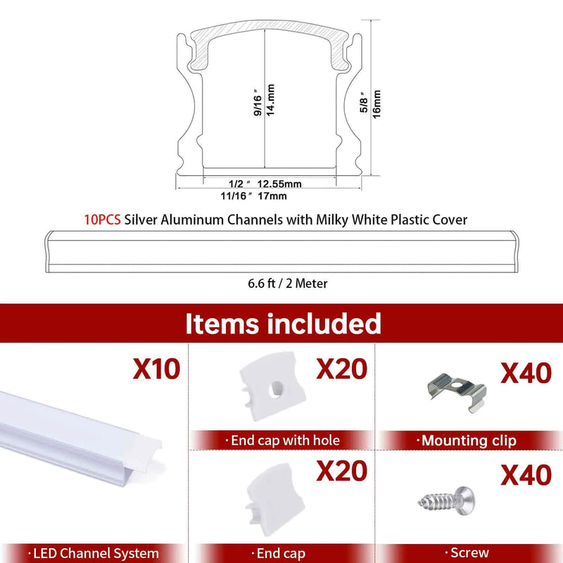 Load image into Gallery viewer, Muzata Spotless Silver LED Channel System with Milky White Frosted Diffuser U101 WW
